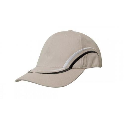 Keps Beige med broderade stripes