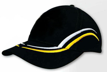 Load image into Gallery viewer, Keps Svart med broderade stripes