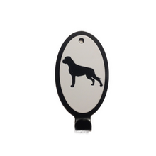 Load image into Gallery viewer, Handdukskrok -vit/svart lackerad metall med djurmotiv