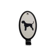 Load image into Gallery viewer, Handdukskrok -vit/svart lackerad metall med djurmotiv